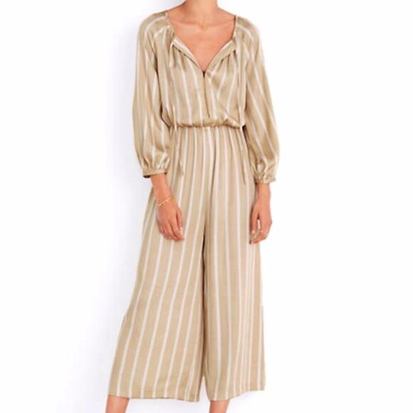 MADEWELL Striped Cypress Jumpsuit Faded Antler Neutral Cream Size Medium - Picture 1 of 9